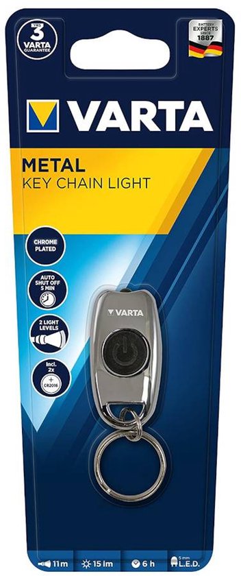 Varta keychain flashlight - metal - 11m beam range - 6 hours runtime