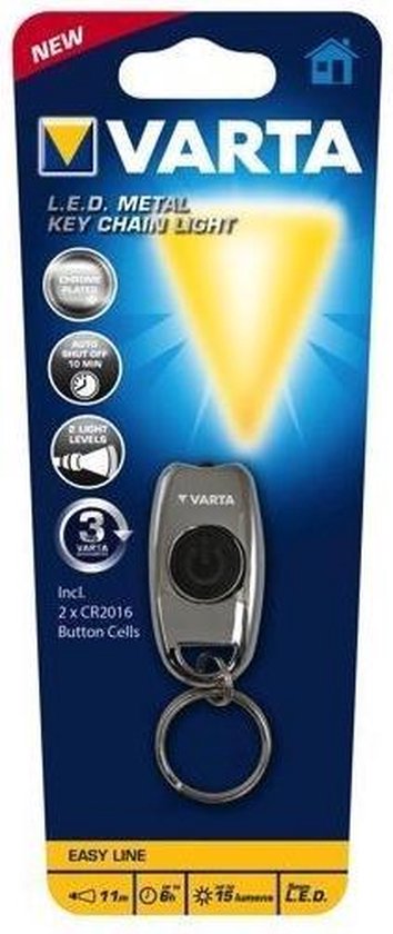 Varta keychain flashlight - metal - 11m beam range - 6 hours runtime