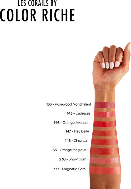 L'Oréal Paris Color Riche Satin lippenstift - verzorgend met arganolie - 373 Magnetic Coral - 4,54 gram - Oranje
