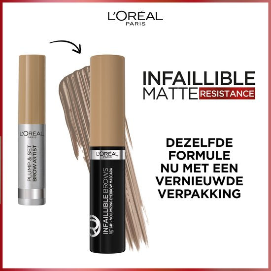 L'Oréal Paris Infaillible wenkbrauwmascara - langhoudend tot 24 uur - vegan - 7.0 Blonde - 5 ml