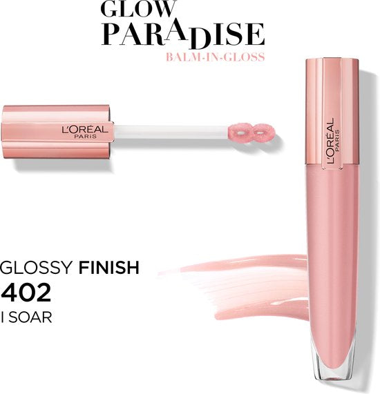 L'Oréal Paris Glow Paradise Balm in Gloss lipgloss - volumegevend - 402 I Soar - 7 ml - Transparant roze