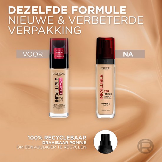 L'Oréal Paris Infaillible 32H Fresh Wear foundation - stralende finish - 160 Rose Linen - 30 ml