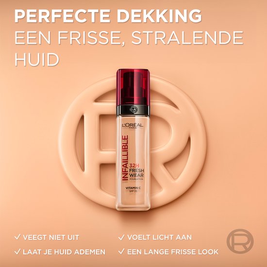 L'Oréal Paris Infaillible 32H Fresh Wear foundation - stralende finish - 160 Rose Linen - 30 ml