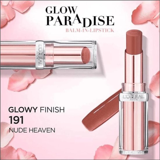 L'Oréal Paris Glow Paradise lippenstift - balm-in-lipstick met granaatappelextract en squalaan - 191 Nude Heaven