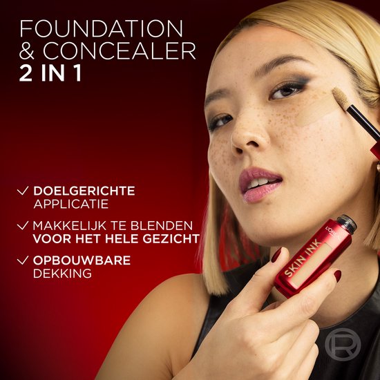 L'Oréal Paris Infaillible Skin Ink foundation - langhoudend 2-in-1 met concealer - 15 ml - 100 Light Warm