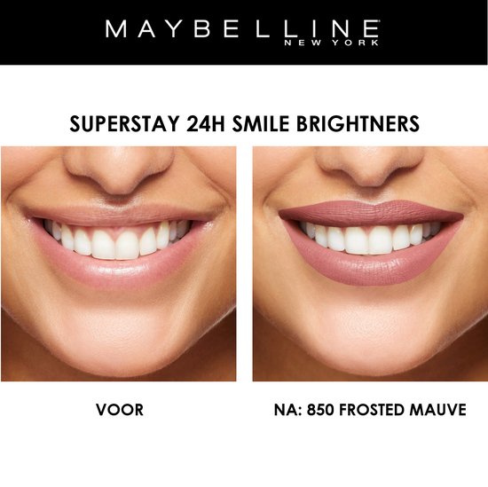 Maybelline SuperStay 24H Smile Brighters lippenstift - 850 Frosted Mauve - langhoudend - Roze