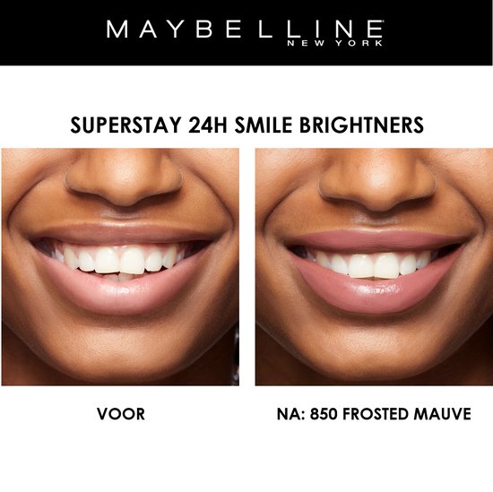 Maybelline SuperStay 24H Smile Brighters lippenstift - 850 Frosted Mauve - langhoudend - Roze