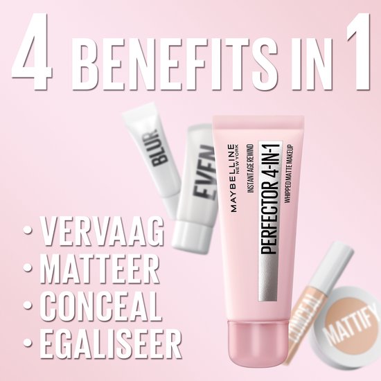 Maybelline New York Instant Age Rewind Perfector 4-in-1 Matte - primer concealer BB cream en poeder in één - Fair Light - 30 ml