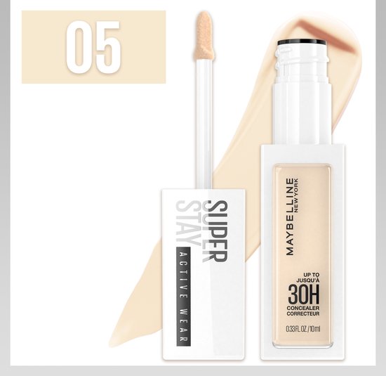 Maybelline New York SuperStay 30H Active Wear concealer - langhoudend en volledig dekkend - matte finish - 10 ml - 05 Ivory