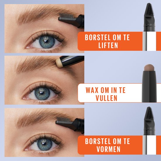 Maybelline New York Tattoo Brow Lift Stick wenkbrauwpotlood - met stylingborstel - 02 Soft Brown - Bruin