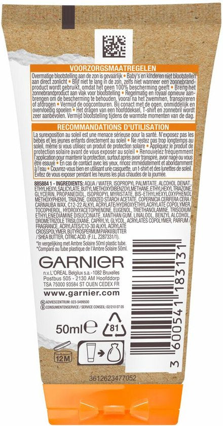 Garnier Ambre Solaire zonnebrandmelk - gezicht en lichaam - SPF 30 met karitéboter - reisformaat 50 ml