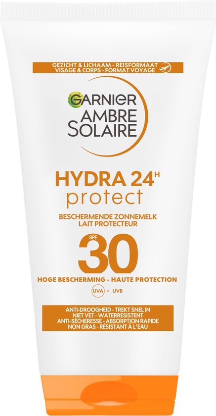 Garnier Ambre Solaire zonnebrandmelk - gezicht en lichaam - SPF 30 met karitéboter - reisformaat 50 ml