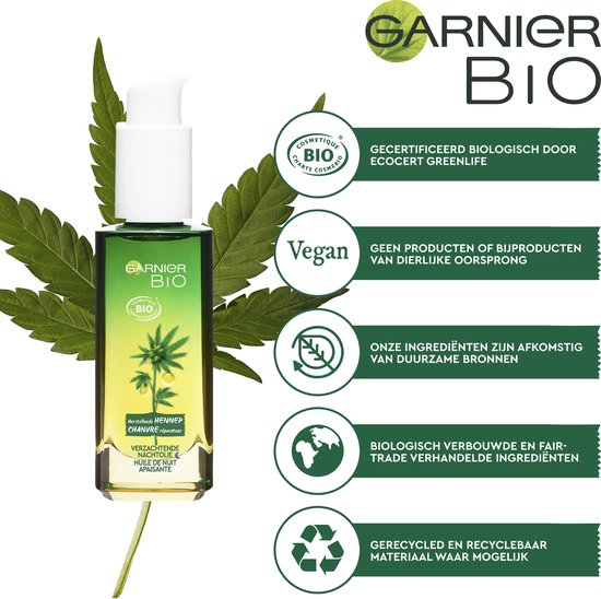 Nachtolie - biologische hennep - verzachtend voor vermoeide en gevoelige huid - 30 ml