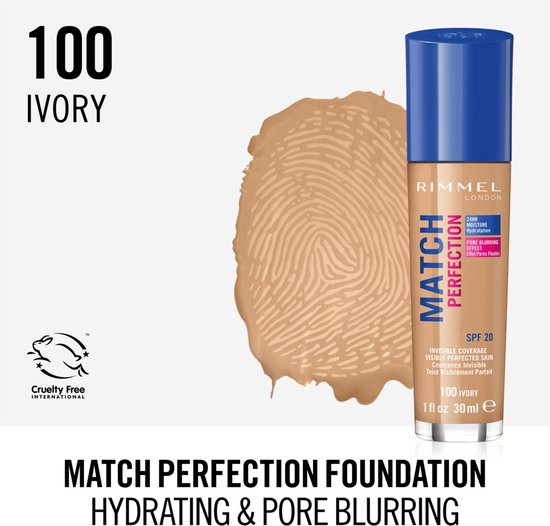 Rimmel London Match Perfection foundation - 100 Ivory - Beige