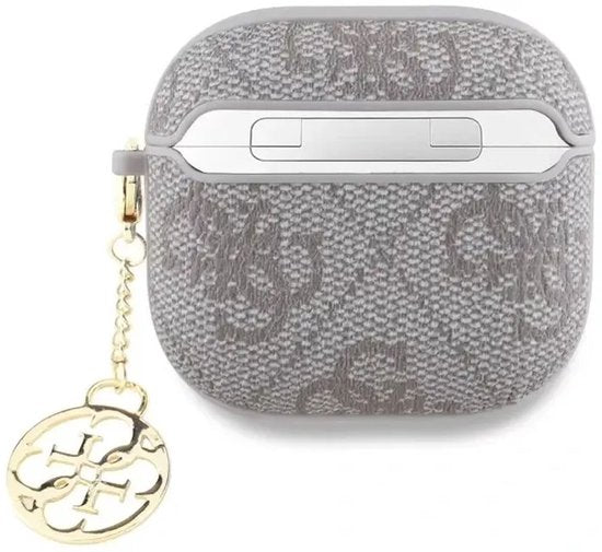 Guess AirPods 4 hoesje - eco-leder en PC met charm - Roze