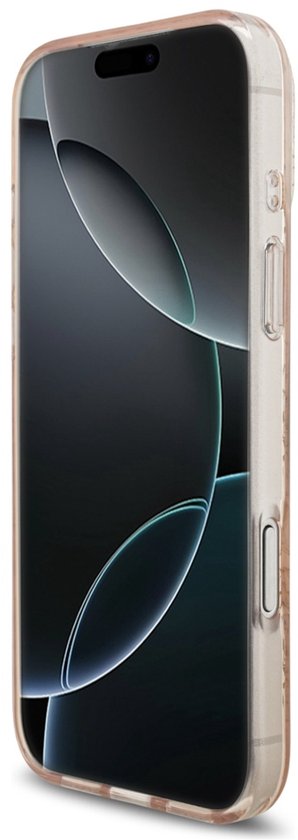 Guess IML Flowers Allover hoesje - geschikt voor iPhone 17 Pro Max - MagSafe compatibel met koord - Roze