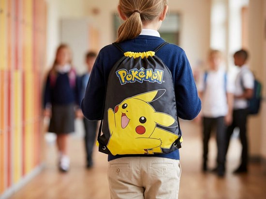 Pokémon gymtas - Pikachu - zwemtas en sporttas - 43×33 cm - met naamlabel - dubbel bedrukt