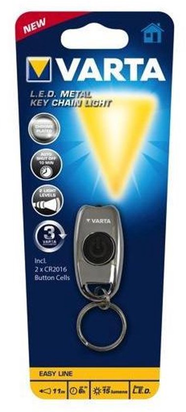 Varta keychain flashlight - metal - 11m beam range - 6 hours runtime