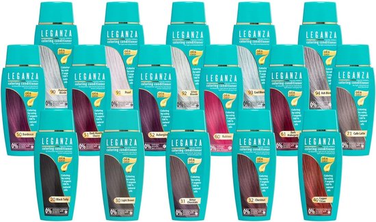 Leganza haarverf - Zwart Black Tulip - semi-permanente kleurspoeling zonder ammoniak - coloring conditioner met 7 oliën - 150 ml