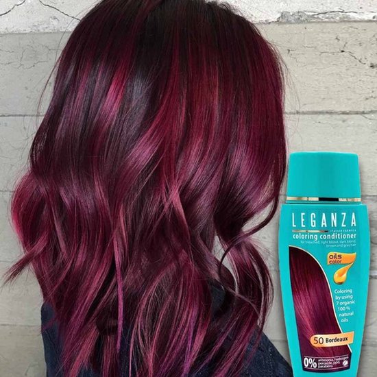 Leganza haarverf - Rood Bordeaux - semi-permanente kleurspoeling zonder ammoniak - coloring conditioner met 7 oliën - 150 ml