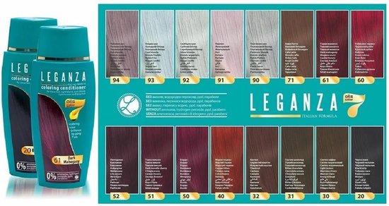 Leganza haarverf - Rood Bordeaux - semi-permanente kleurspoeling zonder ammoniak - coloring conditioner met 7 oliën - 150 ml