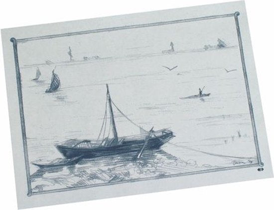 Placemats set van 100 - papier 30×40 cm - Roeiboot - Wit