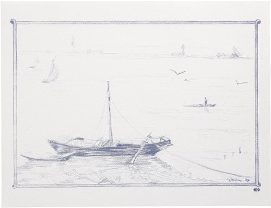 Placemats set van 100 - papier 30×40 cm - Roeiboot - Wit