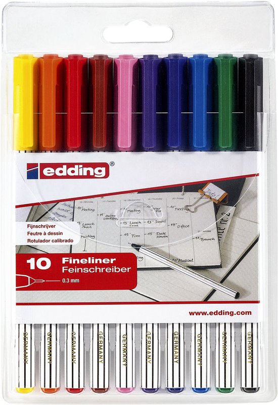 Edding 89/10 S office fineliner set van 10 - EF 0,3 mm - assorti