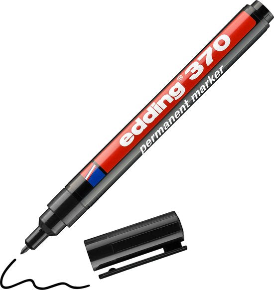 Edding 370 permanent marker set van 10 - rond punt 1 mm - zwart