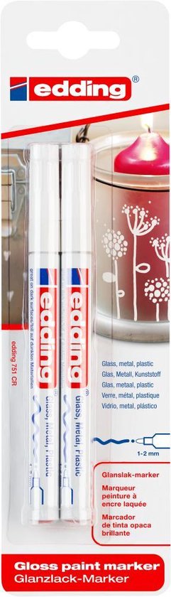Edding 751/2 lakmarker set van 2 - permanent 1-2 mm - wit