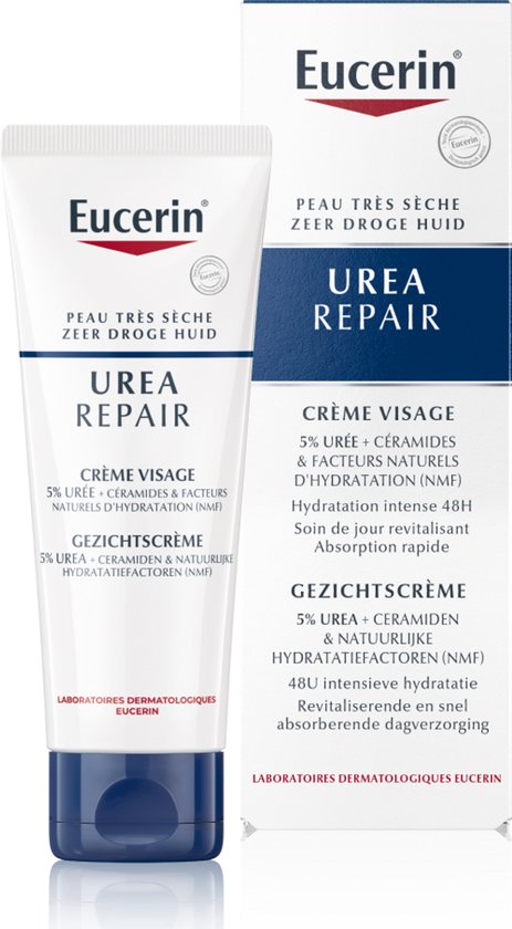 Eucerin UreaRepair gezichtscrème - 5% urea en ceramide - voor zeer droge huid - 50 ml