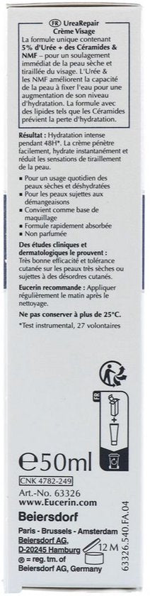 Eucerin UreaRepair gezichtscrème - 5% urea en ceramide - voor zeer droge huid - 50 ml