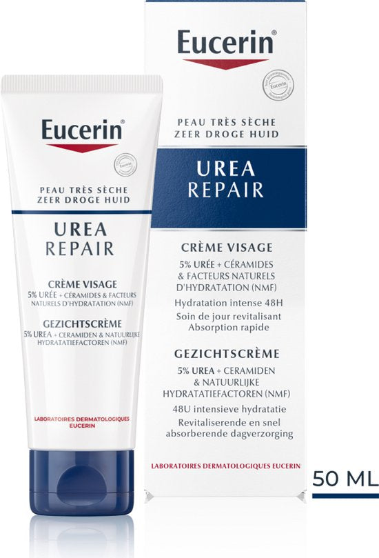 Eucerin UreaRepair gezichtscrème - 5% urea en ceramide - voor zeer droge huid - 50 ml