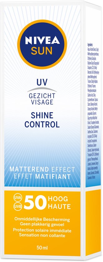 NIVEA SUN Face Shine Control zonnebrandcrème gezicht - SPF 50 - matterend effect - 50 ml