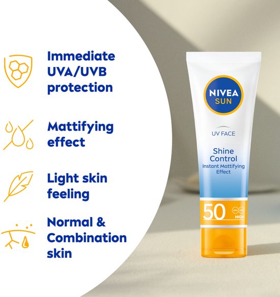 NIVEA SUN Face Shine Control zonnebrandcrème gezicht - SPF 50 - matterend effect - 50 ml