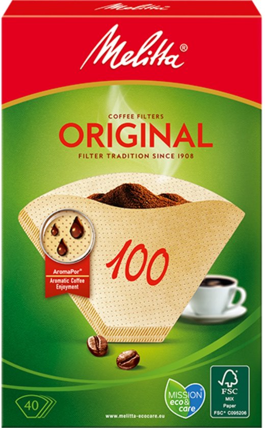 Melitta koffiefilters - maat 100/40 - Bruin