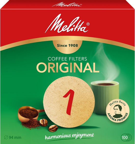 Melitta Original koffiefilters - nr. 1 - 94 mm - 100 stuks - Bruin