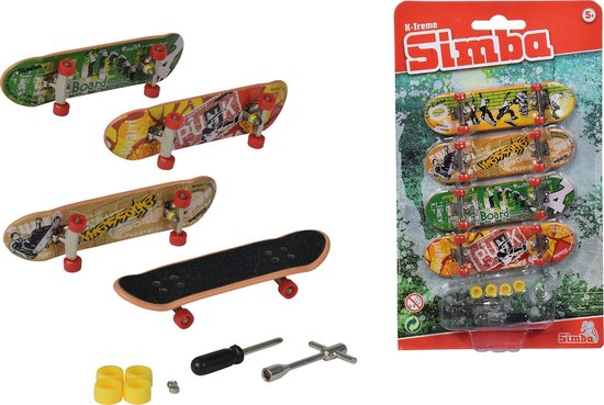 Simba vingerskateboard set van 4 - 8 cm - vanaf 5 jaar