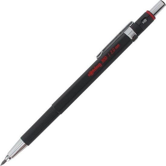 rOtring 300 vulpotlood - 2,0 mm navulbaar met puntenslijper - Zwart