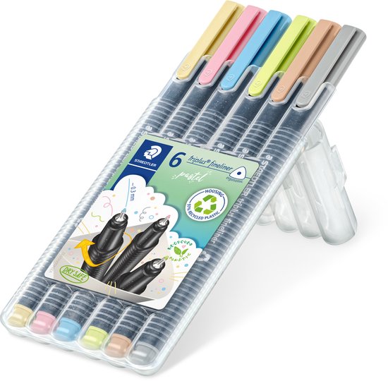 Staedtler Triplus fineliner set van 6 - pastelkleuren