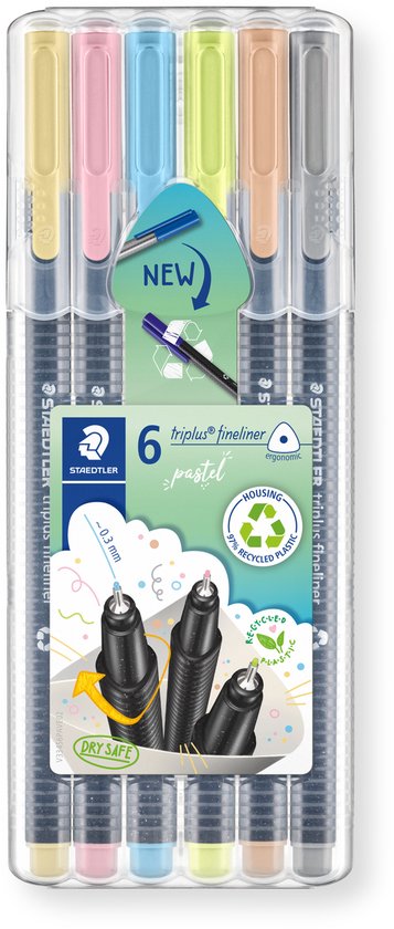 Staedtler Triplus fineliner set van 6 - pastelkleuren
