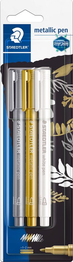 Staedtler metallic pen - blister - Goud, zilver, wit