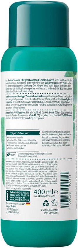 Kneipp badschuim - verkoudheid - Eucalyptus-Munt - 400 ml