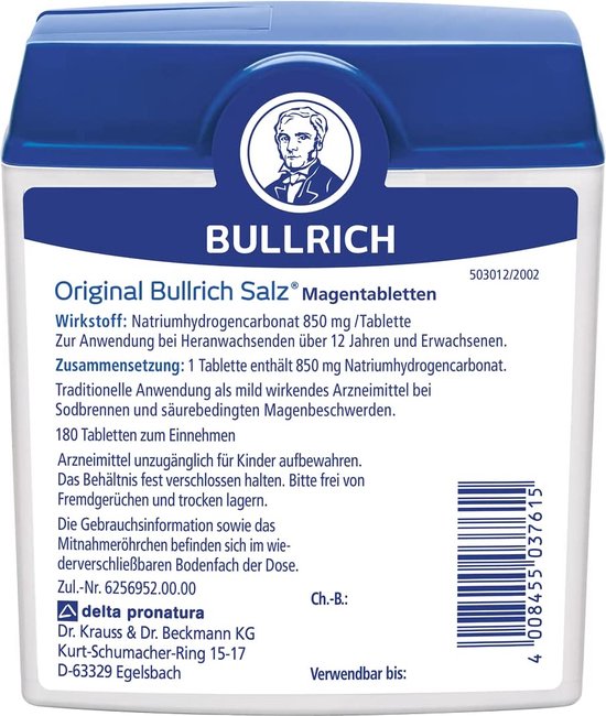 Bullrich Salz maag tabletten - tegen zuurbranden - 180 stuks