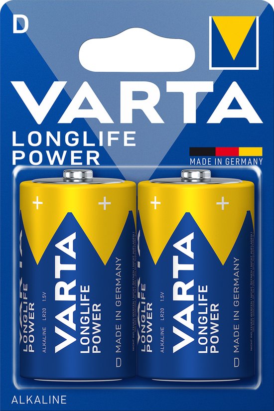Varta Longlife Power batterijen - D alkaline high energy - 2 stuks