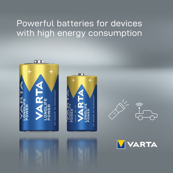 Varta Longlife Power batterijen - D alkaline high energy - 2 stuks