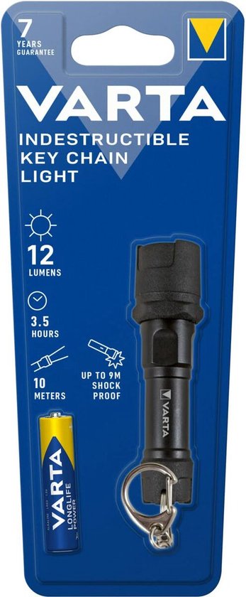 Varta sleutelhanger zaklamp - 12 lm - Zwart
