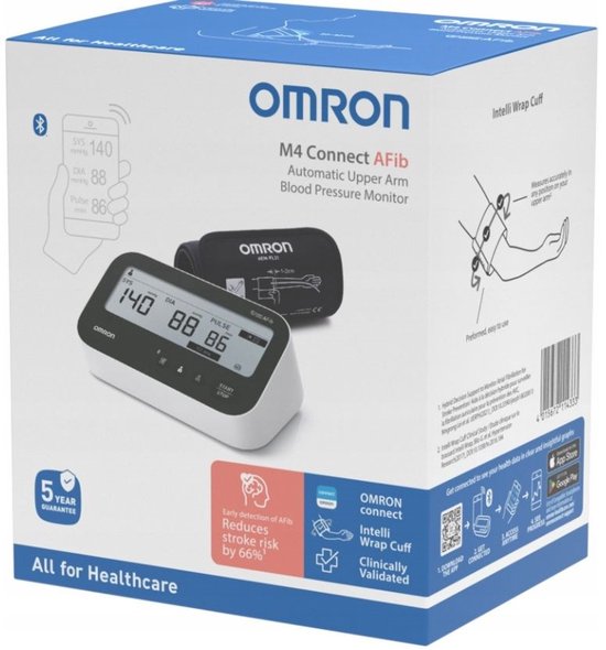 Omron M4 Connect AFib bloeddrukmeter - bluetooth - AFib-detectie - geheugen 120 metingen
