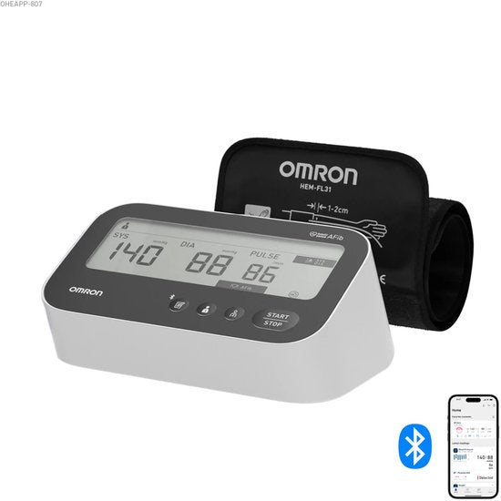 Omron M4 Connect AFib bloeddrukmeter - bluetooth - AFib-detectie - geheugen 120 metingen