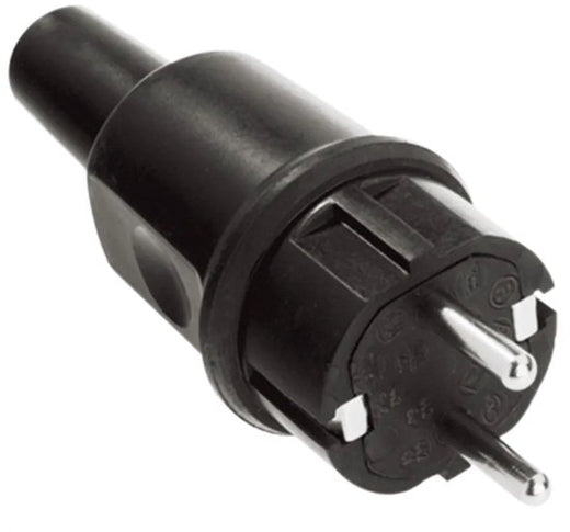 Bachmann stroomstekker - CEE 7/4 geaard recht rubber IP44 - Zwart